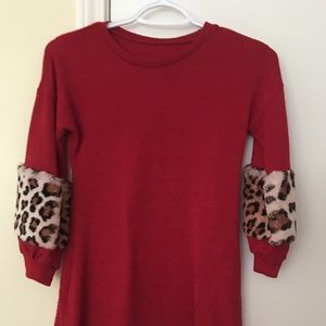 Red knit dress for girls